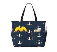 Entemne Grande borsa da spiaggia con cerniera blu navy ancora impermeabile a prova di sabbia borsa da spiaggia pieghevole borsa da nuoto per donne viaggio vacanza palestra piscina caravan, Ancora blu