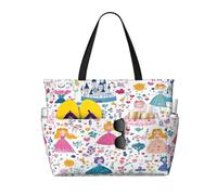 Entemne Grande borsa da spiaggia con cerniera carina arcobaleno dinosauri impermeabile sabbia borsa da spiaggia pieghevole borsa da nuoto per donne viaggio vacanza palestra piscina caravan, Motivo