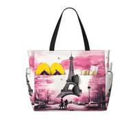 Entemne Grande borsa da spiaggia con cerniera floreale cavallo nero colorato impermeabile a prova di sabbia borsa da spiaggia pieghevole borsa da nuoto per donne viaggio vacanza palestra piscina