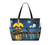 Entemne Grande borsa da spiaggia con cerniera floreale cavallo nero colorato impermeabile a prova di sabbia borsa da spiaggia pieghevole borsa da nuoto per donne viaggio vacanza palestra piscina