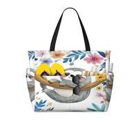 Entemne Grande borsa da spiaggia con cerniera floreale cavallo nero colorato impermeabile a prova di sabbia borsa da spiaggia pieghevole borsa da nuoto per donne viaggio vacanza palestra piscina
