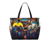 Entemne Grande borsa da spiaggia con cerniera floreale cavallo nero colorato impermeabile a prova di sabbia borsa da spiaggia pieghevole borsa da nuoto per donne viaggio vacanza palestra piscina