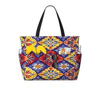 Entemne Grande borsa da spiaggia con cerniera galassia volpe animale impermeabile sabbia borsa da spiaggia pieghevole borsa da nuoto per donne viaggio vacanza palestra piscina caravan, Mandala etnico