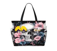 Entemne Grande borsa da spiaggia con cerniera, girasoli, papaveri, spighe di grano, impermeabile, a prova di sabbia, borsa da spiaggia pieghevole, borsa da nuoto per donne, viaggi, vacanze, palestra