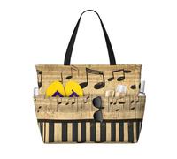 Entemne Grande borsa da spiaggia con cerniera in legno rustico margherite fiori impermeabile sabbia borsa da spiaggia pieghevole borsa da nuoto per donne viaggio vacanza palestra piscina caravan