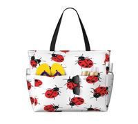 Entemne Grande borsa da spiaggia con cerniera in legno rustico margherite fiori impermeabile sabbia borsa da spiaggia pieghevole borsa da nuoto per donne viaggio vacanza palestra piscina caravan