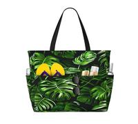 Entemne Grande borsa da spiaggia con cerniera pappagallo fiori arte impermeabile a prova di sabbia borsa da spiaggia pieghevole borsa da nuoto per donne viaggio vacanza palestra piscina caravan