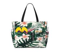 Entemne Grande borsa da spiaggia con cerniera tropicale tucano pappagallo impermeabile a prova di sabbia borsa da spiaggia pieghevole borsa da nuoto per donne viaggio vacanza palestra piscina caravan