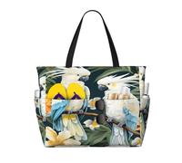 Entemne Grande borsa da spiaggia con cerniera tropicale tucano pappagallo impermeabile a prova di sabbia borsa da spiaggia pieghevole borsa da nuoto per donne viaggio vacanza palestra piscina caravan
