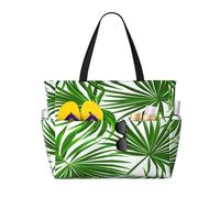 Entemne Grande borsa da spiaggia con cerniera tropicale tucano pappagallo impermeabile a prova di sabbia borsa da spiaggia pieghevole borsa da nuoto per donne viaggio vacanza palestra piscina caravan