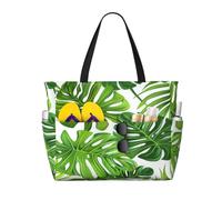 Entemne Grande borsa da spiaggia con cerniera tropicale tucano pappagallo impermeabile a prova di sabbia borsa da spiaggia pieghevole borsa da nuoto per donne viaggio vacanza palestra piscina caravan