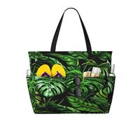 Entemne Grande borsa da spiaggia con cerniera tropicale tucano pappagallo impermeabile a prova di sabbia borsa da spiaggia pieghevole borsa da nuoto per donne viaggio vacanza palestra piscina caravan