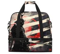 Entemne Grande borsa da viaggio per donne e uomini, alla moda, giapponese, samurai, borsone pieghevole con scomparto per scarpe, leggero, bagaglio da portare con sé, borsone per la notte