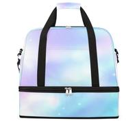 Entemne Grande borsa da viaggio per donne e uomini, blu pastello, pieghevole, borsone con scomparto per scarpe, leggero, bagaglio da portare con sé, borsone per la notte
