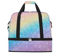 Entemne Grande borsa da viaggio per donne e uomini, colorata ombré blu rosa borsone pieghevole borsone con scomparto per scarpe leggero bagaglio a mano tote pernottamento weekend borsoni