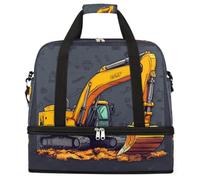 Entemne Grande borsa da viaggio per donne e uomini con escavatore in stile cartone animato scuro Gary borsone pieghevole borsone con scomparto per scarpe leggero bagaglio da portare borsa tote durante