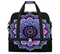 Entemne Grande borsa da viaggio per donne e uomini con fiori mandala, borsone pieghevole con scomparto per scarpe, leggero, bagaglio da portare con sé, borsone per la notte