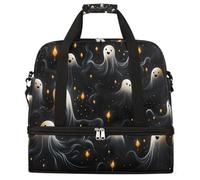 Entemne Grande borsa da viaggio per donne e uomini con motivo fantasma di fuoco, borsone pieghevole con scomparto per scarpe, leggero, bagaglio da portare con sé, borsone per la notte