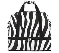 Entemne Grande borsa da viaggio per donne e uomini, con stampa zebrata, borsone pieghevole con scomparto per scarpe, leggero, bagaglio da portare con sé, borsone per la notte