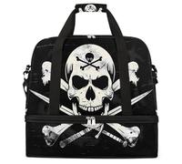 Entemne Grande borsa da viaggio per donne e uomini Jolly Roger bandiera pirata teschio borsone pieghevole borsone con scomparto per scarpe leggero bagaglio a mano tote pernottamento weekend borsone