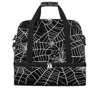 Entemne Grande borsa da viaggio per donne e uomini motivo ragnatela nera pieghevole borsone borsone con scomparto per scarpe leggero bagaglio a mano tote pernottamento weekend borsone