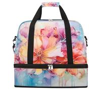 Entemne Grande borsa da viaggio per donne e uomini Ombre Art Painting Poppy Flower borsone pieghevole borsone con scomparto per scarpe leggero bagaglio a mano tote pernottamento weekend borsone