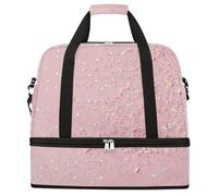 Entemne Grande borsa da viaggio per donne e uomini, rosa pastello, pieghevole, borsone con scomparto per scarpe, leggero, bagaglio da portare con sé, borsone da viaggio per la notte
