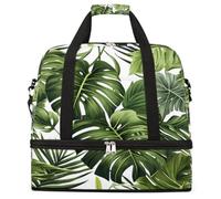 Entemne Grande borsa da viaggio per donne e uomini tropicali monstera foglie di palma borsone pieghevole borsone con scomparto per scarpe leggero bagaglio a mano tote pernottamento weekend borsone