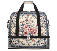 Entemne Grande borsa da viaggio per donne e uomini vintage con motivo etnico pieghevole borsone con scomparto per scarpe leggero bagaglio da portare con sé borsa da viaggio per la notte borsoni