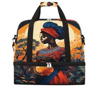 Entemne Grande borsa da viaggio per donne uomini Africa Blakc donne arte pieghevole borsone borsone con scomparto per scarpe leggero bagaglio a mano tote pernottamento weekend borsoni