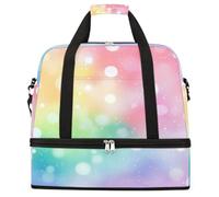 Entemne Grande borsa da viaggio per donne uomini arcobaleno Ombre pois borsone pieghevole borsone con scomparto per scarpe leggero bagaglio a mano tote pernottamento weekend borsone
