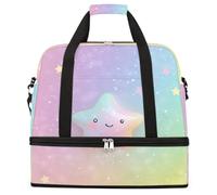 Entemne Grande borsa da viaggio per donne uomini arcobaleno Ombre Star borsone pieghevole borsone con scomparto per scarpe leggero bagaglio a mano tote pernottamento weekend borsone