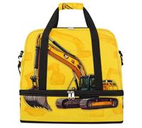 Entemne Grande borsa da viaggio per donne uomini escavatore giallo pieghevole borsone borsone con scomparto per scarpe leggero bagaglio da portare borsa tote pernottamento weekend borsoni