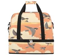 Entemne Grande borsa da viaggio per donne uomini estate tramonto rondini borsone pieghevole borsone con scomparto per scarpe leggero bagaglio a mano tote pernottamento weekend borsoni