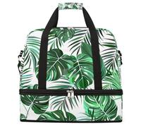Entemne Grande borsa da viaggio per donne uomini Monstera foglie di palma borsone pieghevole borsone con scomparto per scarpe leggero bagaglio a mano tote pernottamento weekend borsone