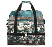 Entemne Grande borsa da viaggio per donne uomini retrò margherite fiori borsone pieghevole borsone con scomparto per scarpe leggero bagaglio da portare borsa tote durante la notte Weekender borsoni