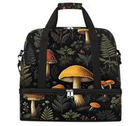 Entemne Grande borsa da viaggio per donne uomini vintage bosco natura fungo modello pieghevole borsone con scomparto per scarpe leggero bagaglio a mano tote pernottamento weekend borsone
