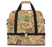 Entemne Grande borsa da viaggio per donne uomini vintage tarocchi modello pieghevole borsone borsone con scomparto per scarpe leggero bagaglio a mano tote pernottamento weekend borsoni