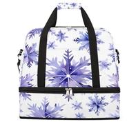 Entemne Grande borsa da viaggio per donne uomini viola viola fiocco di neve modello borsone pieghevole borsone con scomparto per scarpe leggero bagaglio a mano tote pernottamento weekend borsoni