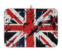 Entemne Grande tappetino scolapiatti 45 x 60 cm con bandiera del Regno Unito, tappetino per asciugare il bancone della cucina, assorbente, resistente al calore, tappetino scolapiatti per bar