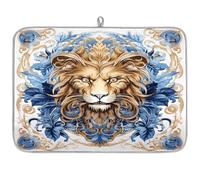 Entemne Grande tappetino scolapiatti 45 x 60 cm fresco leone dorato tappetino per asciugare il bancone della cucina, assorbente, resistente al calore, tappetino scolapiatti per bar