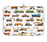 Entemne Grande tappetino scolapiatti 45 x 60 cm per veicoli da costruzione, tappetino per asciugare il bancone della cucina, assorbente, resistente al calore, tappetino scolapiatti per bar