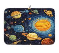 Entemne Grande tappetino scolapiatti 45 x 60 cm Sistema Solare Universo Pianeta Tappetino per asciugare il bancone della cucina Assorbente Resistente al Calore Caffè Bar Mats Scolapiatti Pad