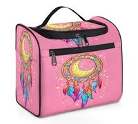 Entemne Grande trousse da viaggio da appendere, con acchiappasogni, luna, rosa, organizer per cosmetici con tasche, impermeabile, portatile, per donne, ragazze, uomini, regali