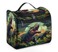 Entemne Grande trousse da viaggio da appendere, con dinosauri di animali antichi, organizer per articoli da toeletta con tasche, impermeabile, portatile, per donne, ragazze, uomini, regali