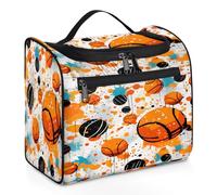 Entemne Grande trousse da viaggio da appendere, con motivo acquerello e basket, organizer per cosmetici e articoli da toeletta con tasche, impermeabile, portatile, per donne, ragazze, uomini, regali