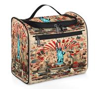 Entemne Grande trousse da viaggio da appendere, con statua della libertà, motivo città degli Stati Uniti, organizer per cosmetici con tasche, impermeabile, portatile, per donne, ragazze, uomini
