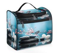 Entemne Grande trousse da viaggio da appendere, motivo floreale zen, per massaggi zen e cosmetici, con tasche, impermeabile, portatile, per donne, ragazze, uomini, idea regalo