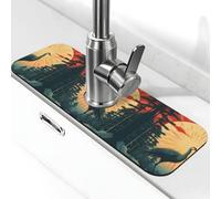 Entemne Gru cinese Sun Art Rubinetto Mat per lavello da cucina Assorbente Splash Guard Goccia Catcher Vassoio Rubinetto Drenaggio Pad Tap Mat per il contatore del bagno