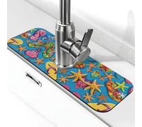 Entemne Infradito colorate Estate Stella Marina Blu Rubinetto Mat per Lavello da Cucina Assorbente Splash Guard Drip Catcher Vassoio Rubinetto Drenaggio Pad Tap Mat per il bancone del bagno